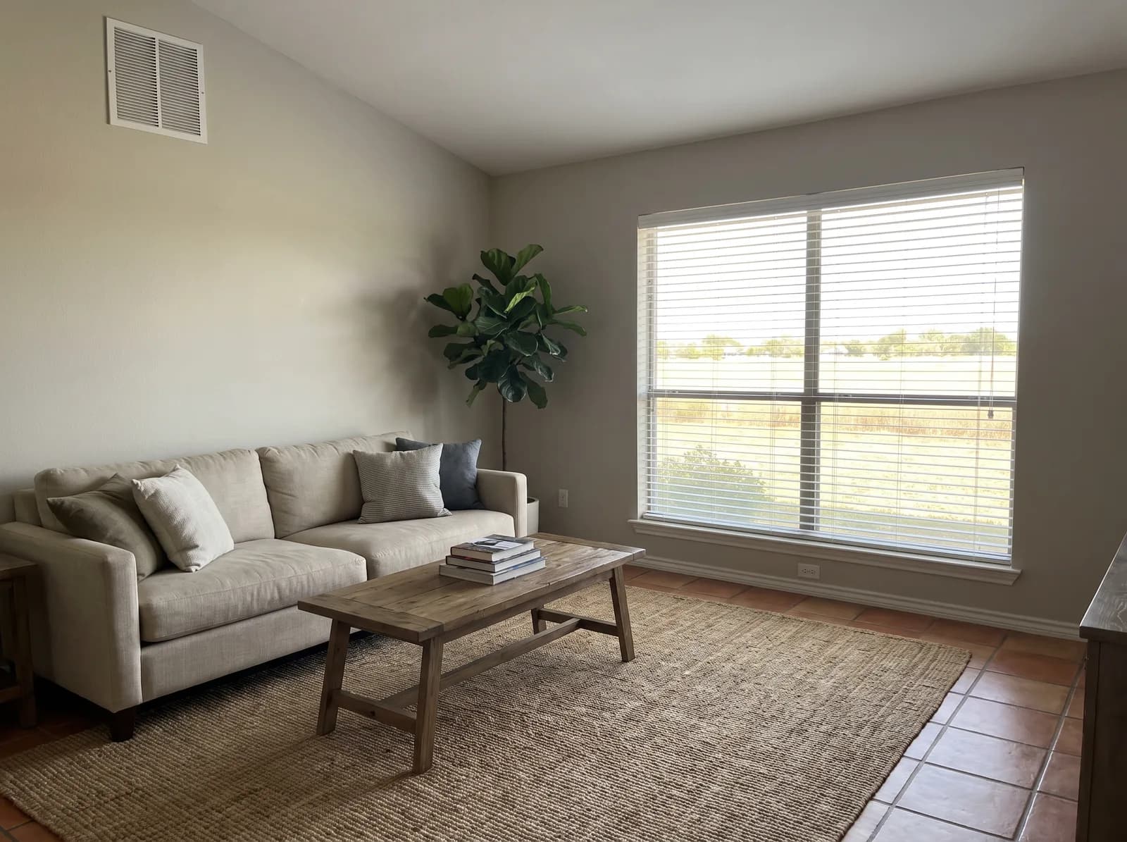 A comfortable, climate-controlled living room in a Texas home