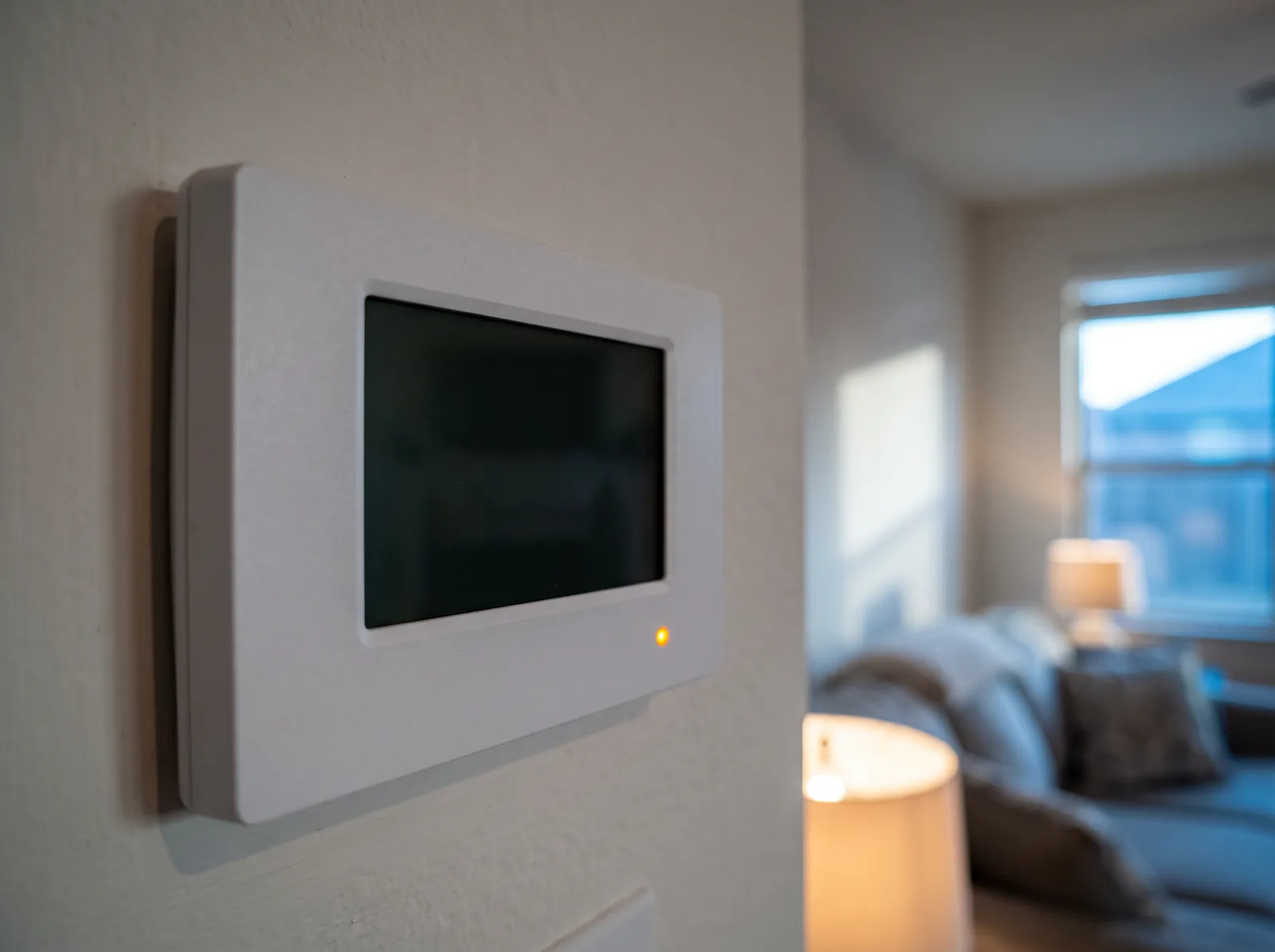 A wall thermostat in a Texas home displaying the auxiliary heat indicator during a winter cold snap